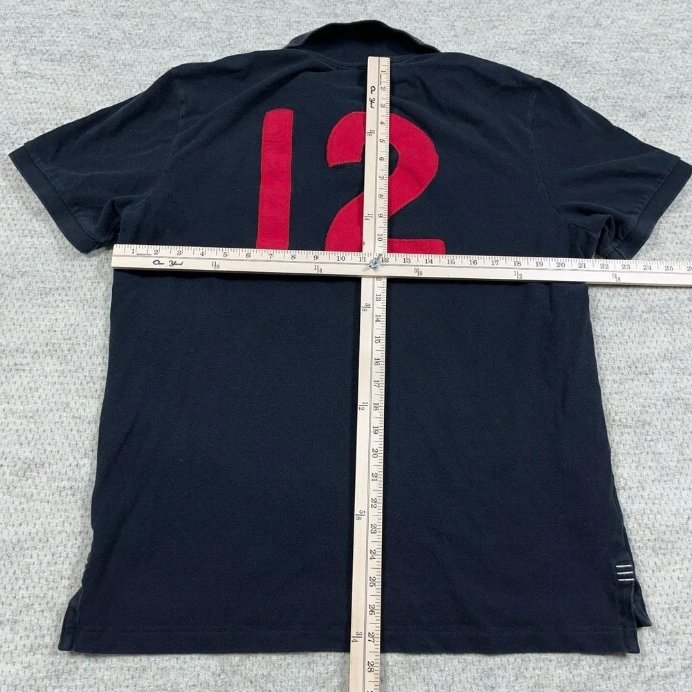 Vintage Ralph Lauren Rugby Polo Shirt Men XL Black White Big Kicker Crest Patch - Picture 9 of 12